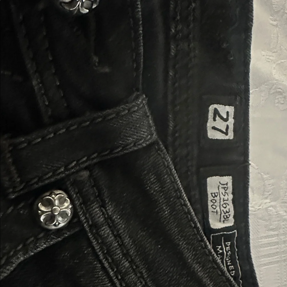 Tate Miss Me Black Denim with Silver Embellished Wings. Like new - Picture 3 of 5